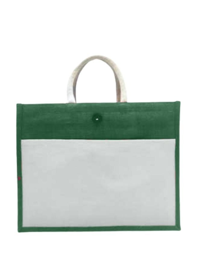 Fatio Set of 10 Eco-Friendly Jute Canvas Bags – Cream and Green, Durable & Versatile - Image 2